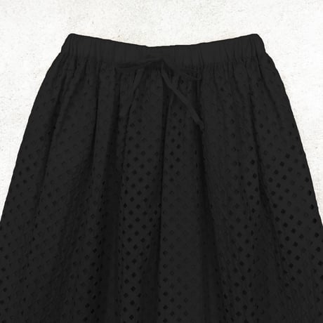 Embroidered Cotton Skirt / Black