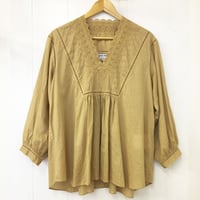 V-Neck Gathered Top / Light Brown