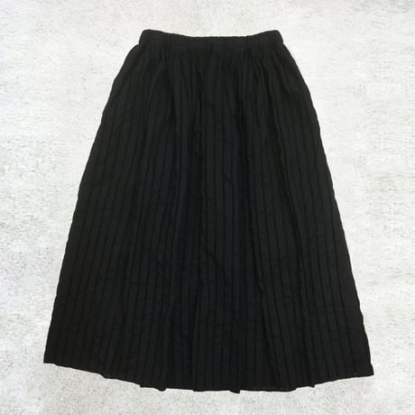 Striped Embroidery Skirt / Black