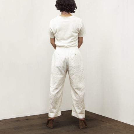 Striped Embroidery Pants / Off White