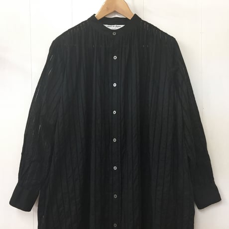Striped Embroidery Dress / Black