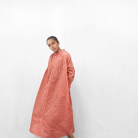 Striped Embroidery Dress / Smoky Pink