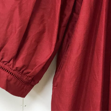 Square Neck Gathered Dress / Carmine Red