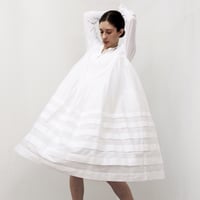 Pintuck Gathered Shirt Dress / Off White