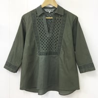 Patched Lace Blouse  / Khaki Green