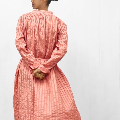 Striped Embroidery Dress / Smoky Pink