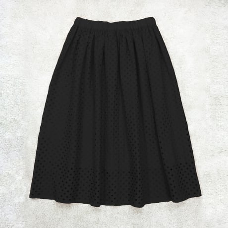 Embroidered Cotton Skirt / Black