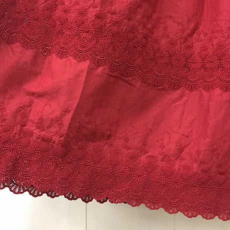 Square Neck Gathered Dress / Carmine Red