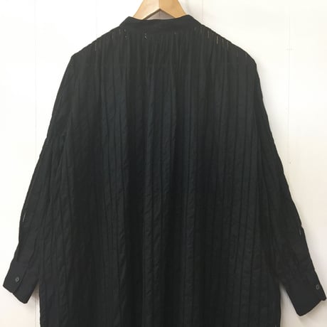 Striped Embroidery Dress / Black