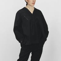 V-Neck Gathered Top  / Black