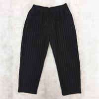 Striped Embroidery Tapered Pants / Black