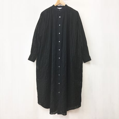 Striped Embroidery Dress / Black