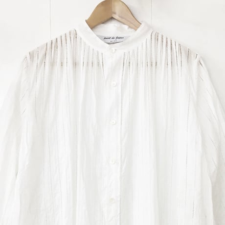 Striped Embroidery Dress / Off White