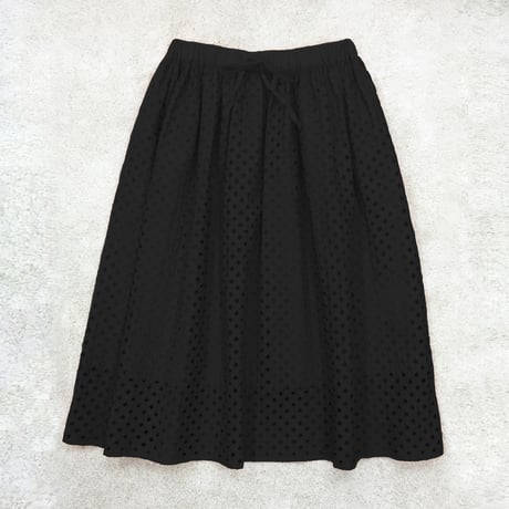Embroidered Cotton Skirt / Black
