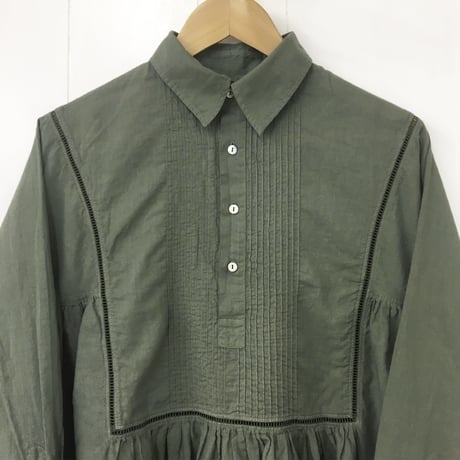 Pintuck Gathered Top / Khaki Green