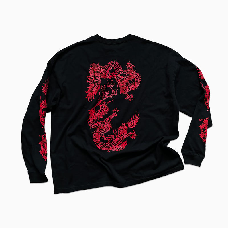 千紗子と純太 赤龍ビッグシルエットロングスリーブTシャツ | SHOPBIOMAN