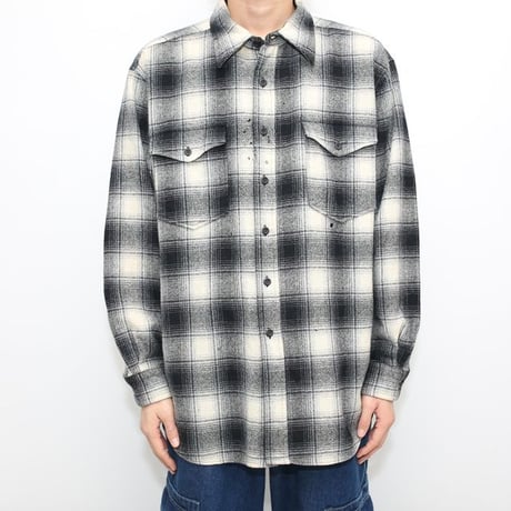 Pendleton Ombre Plaid Wool Shirt "Black×White"