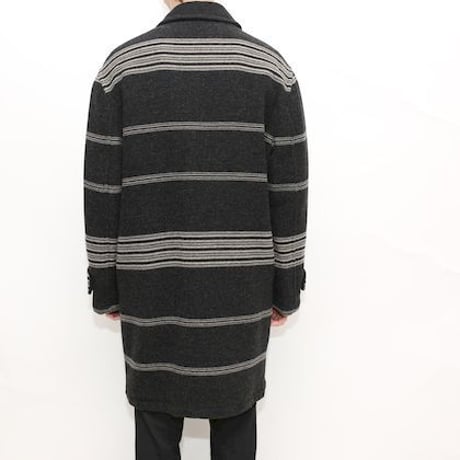Border Pattern Wool Coat Made In Italy