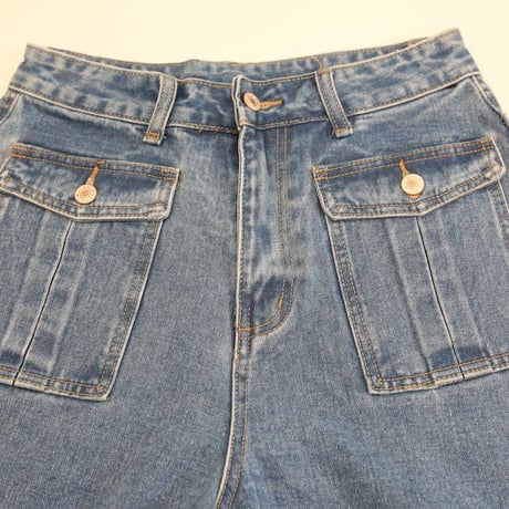 Wide Denim Cargo Pants