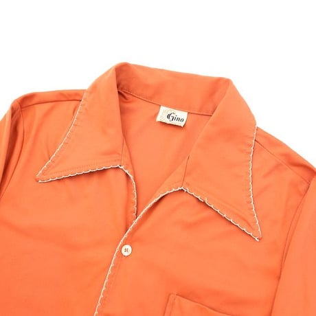 70's Open Collared Polyester L/S Shirt