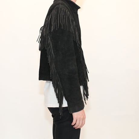 Black Suede Fringe Leather Jacket