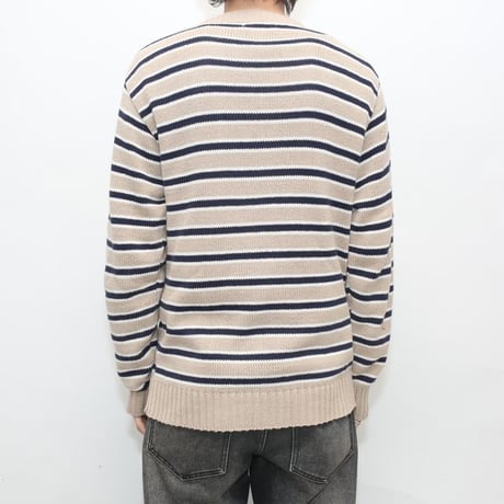 Brooks Brothers Border Pattern Cotton Knit Sweater