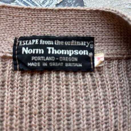 Norm Thompson Suede × Wool Knit Cardigan MADE IN GREAT BRITAIN