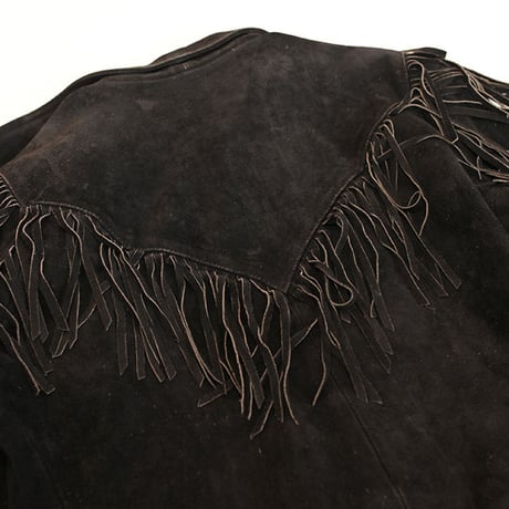 Black Suede Fringe Leather Jacket