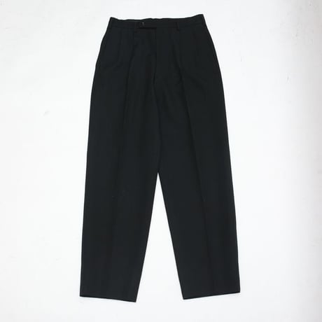 Wool Gabardine 2Tuc Black Slacks