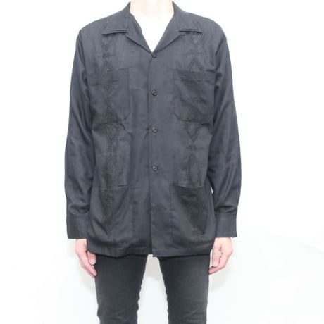 Black Embroidery L/S Shirt