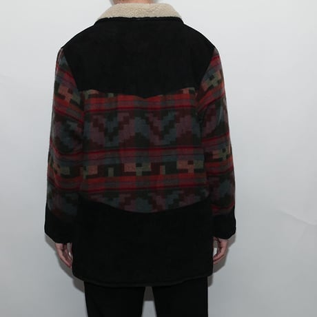Suede×Wool Boa Coat
