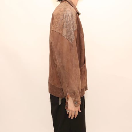 Patchwork Design Brown Leather Jacket