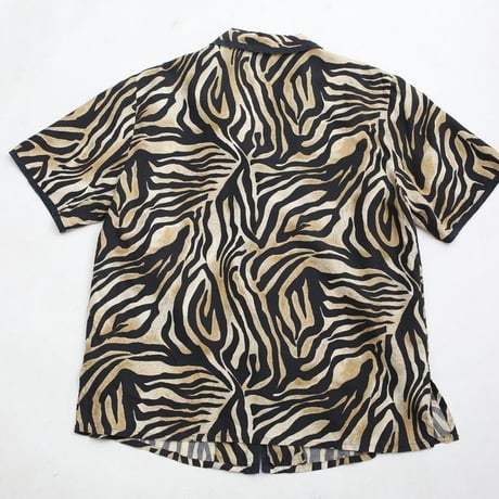 Zebra Pattern Open Collar Silk S/S Shirt