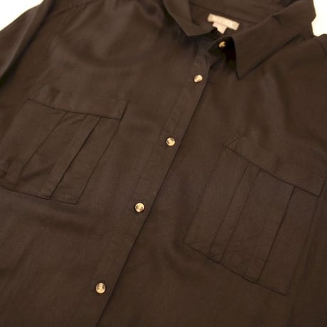 Rayon Plain Black L/S Shirt