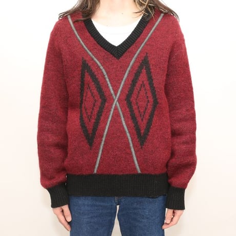 V-Neck Wool Knit Sweater