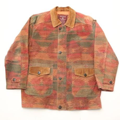 Native Pattern Suede Coat