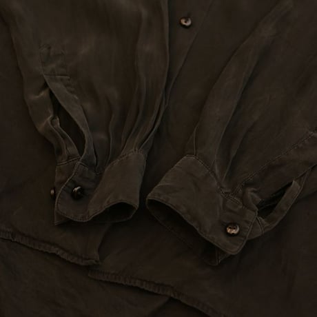 Open Collar Silk L/S Shirt Black