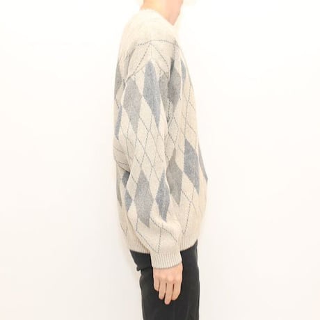 Cotton×Acrylic Argyle Knit Sweater