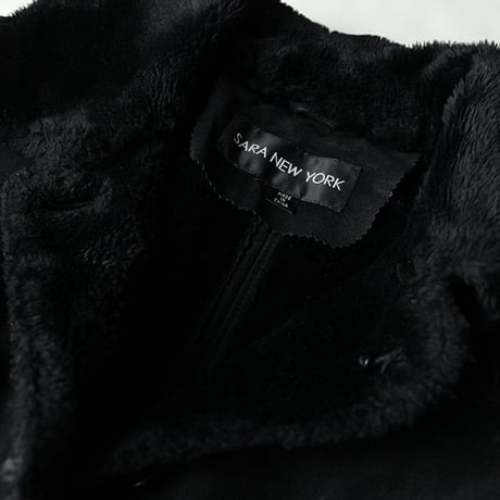 Black Suede Boa Coat