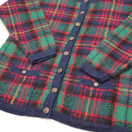Mohair Checked Knit Cardigan
