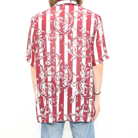 Stripe Baroque Pattern Polyester S/S Shirt