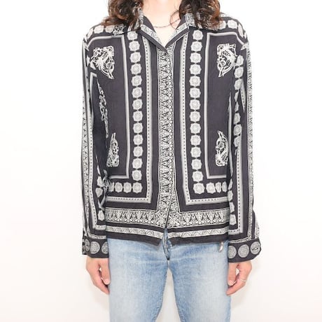 Open Collar Silk L/S Shirt