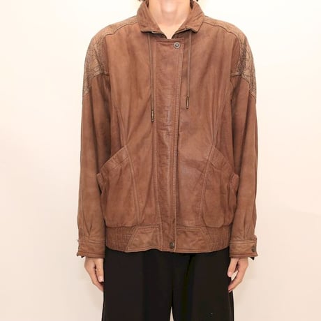 Patchwork Design Brown Leather Jacket