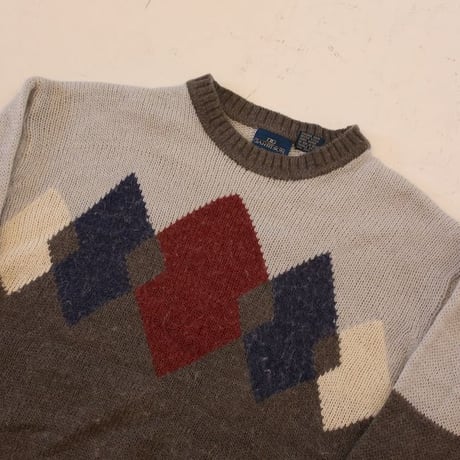Diamond Pattern Mohair Wool Knit Sweater