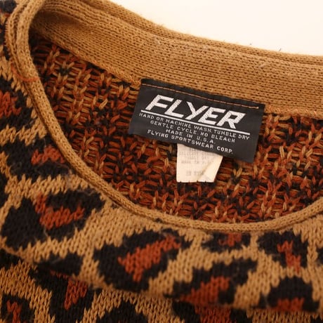 Leopard Pattern Knit Sweater MADE IN USA