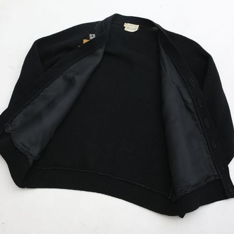 Vintage Wool × Suede Leather Checkerboard Design Cardigan