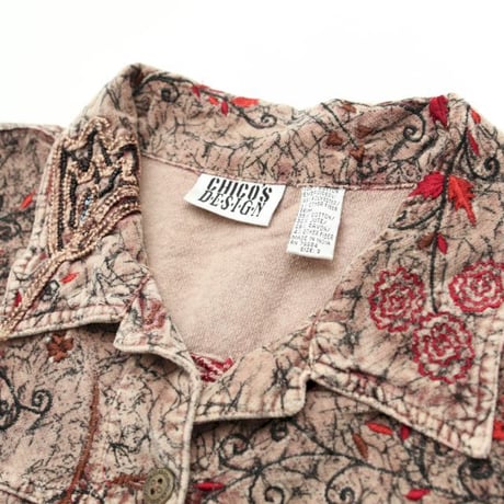 Embroidery Velour Trucker Jacket