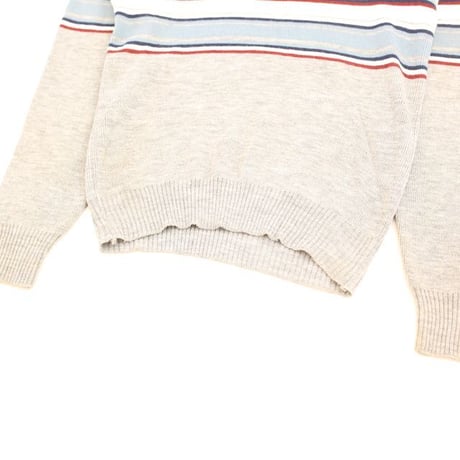 Vintage Kennington Border Pattern Knit Polo L/S Shirt