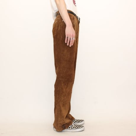 Suede Leather Flared Pants
