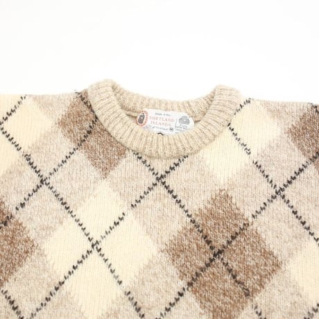 Argyle Pattern Shetland Wool Knit Sweater
